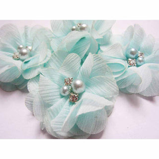 20 Chiffon Silk Flower Rhinestone Pearl 2