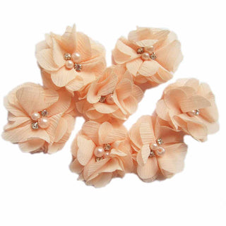 20 Chiffon Silk Flower Rhinestone Pearl 2