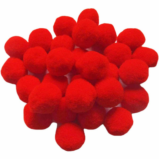 100pcs 1 inch Craft Pom Poms Balls - Red
