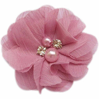 20 Chiffon Silk Flower Rhinestone Pearl 2
