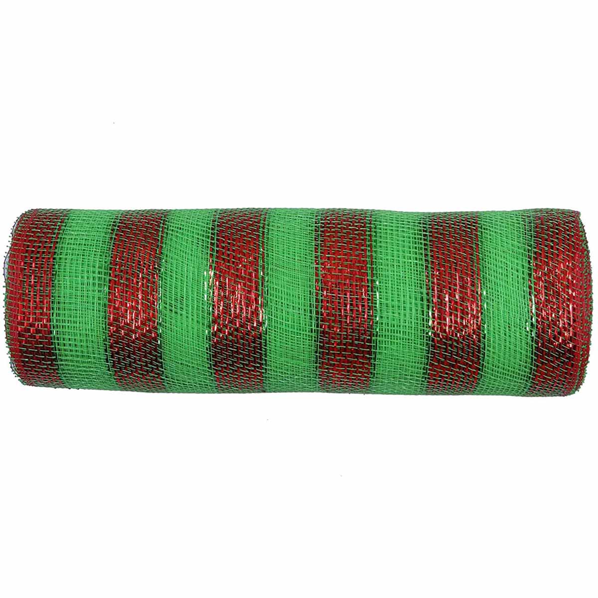 10 inch x 30 feet(10 Yards) Metallic Deco Poly Mesh Ribbon Red/Lime