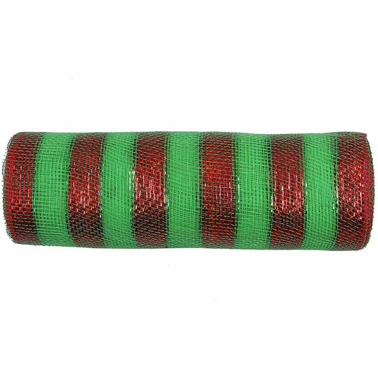 10 inch x 30 feet(10 Yards) Metallic Deco Poly Mesh Ribbon Red/Lime