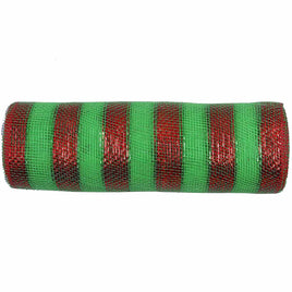 10 inch x 30 feet(10 Yards) Metallic Deco Poly Mesh Ribbon Red/Lime