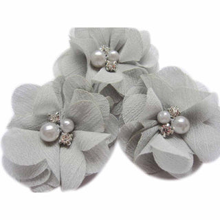 20 Chiffon Silk Flower Rhinestone Pearl 2