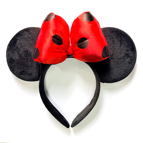 Handmade Mouse Ears Headband Polka Dots Bow-Red with Black Dots
