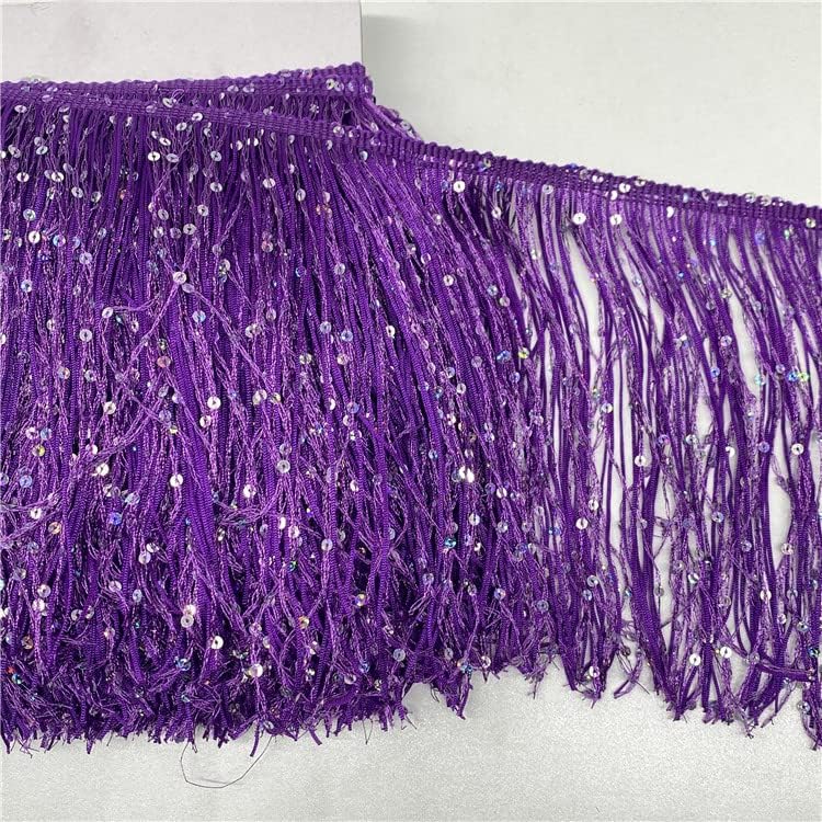 5 Yards Hoogram Sequin Chainette Tassel Fringe Trim 6 Inch