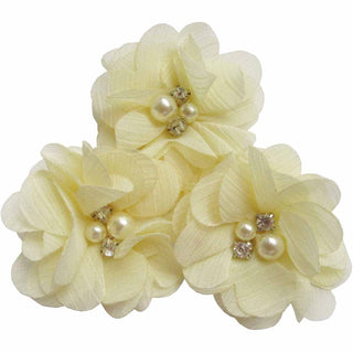20 Chiffon Silk Flower Rhinestone Pearl 2