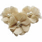 20 Chiffon Silk Flower Rhinestone Pearl 2" - Beige