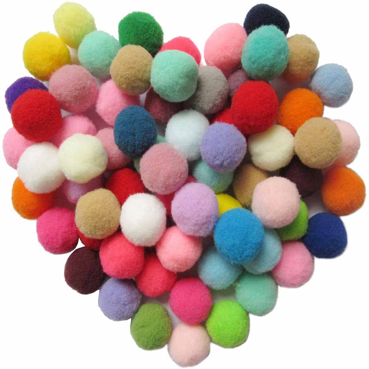 100pcs 1 inch Craft Pom Poms Balls - U Pick