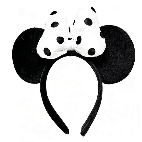 Handmade Mouse Ears Headband Polka Dots Bow-White Dots