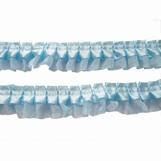 12y Satin Organza Lace Trim 1.5" - Blue