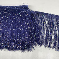 Navy Sequin Trim Karma Jacket Sequin Fringe