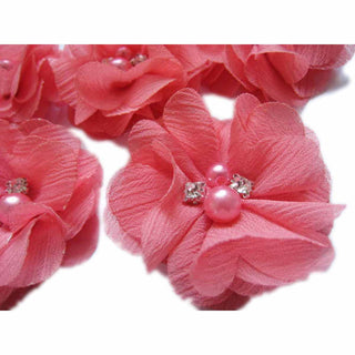 20 Chiffon Silk Flower Rhinestone Pearl 2