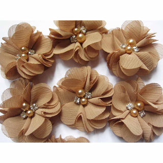 20 Chiffon Silk Flower Rhinestone Pearl 2