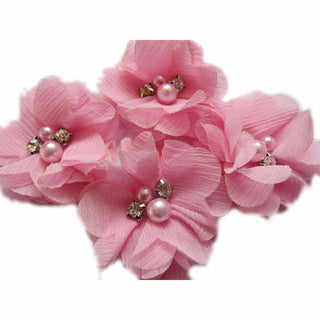 20 Chiffon Silk Flower Rhinestone Pearl 2