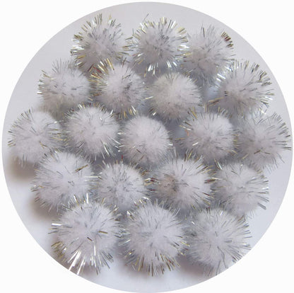 100pcs Glitter Tinsel Pom Balls 1" (25mm) - U Pick
