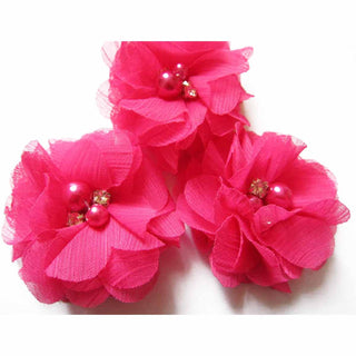 20 Chiffon Silk Flower Rhinestone Pearl 2