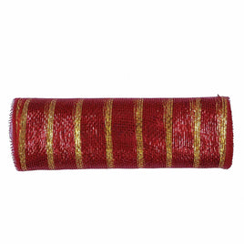 10 inch x 30 feet(10 Yards) Metallic Deco Poly Mesh Ribbon Red/Gold