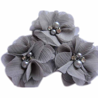20 Chiffon Silk Flower Rhinestone Pearl 2