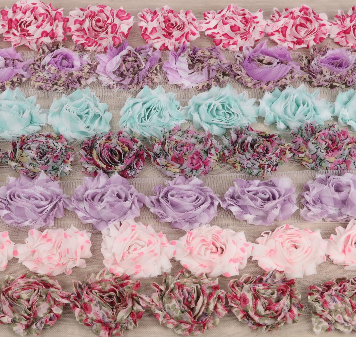 10 Yards Shabby Rose Trim 2.5" Floral Print-10 Colors