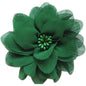 5pcs Large 4" Chiffon Beads 4D Flower - Dark Green