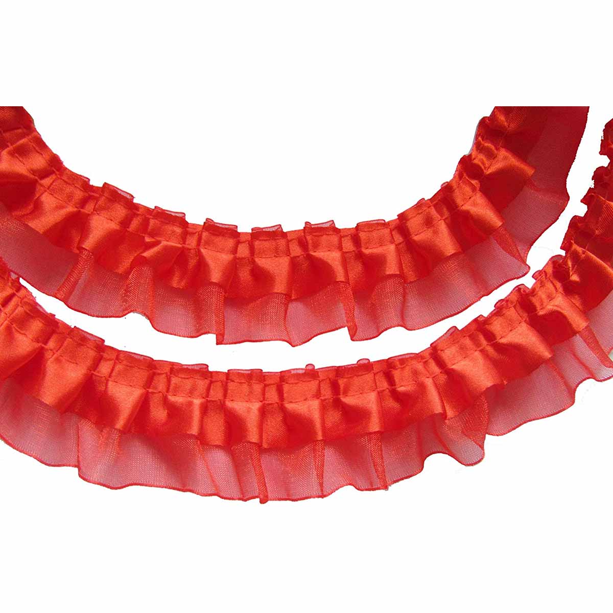 12y Satin Organza Lace Trim 1.5" - Red