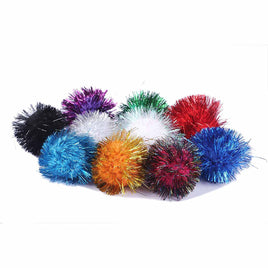 30pcs Glitter Tinsel Pom Balls 1.5" - Mix