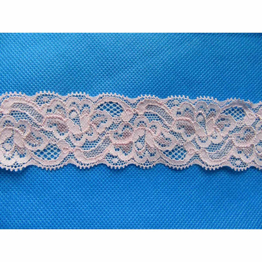10 Yards 1.5" Soft Elastic Lace Trim-Pink