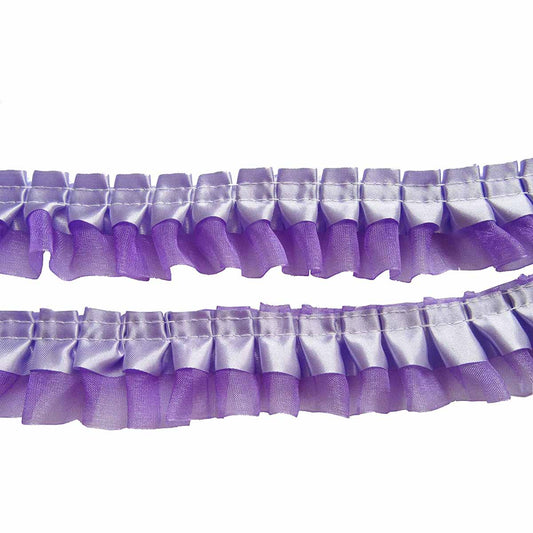 12y Satin Organza Lace Trim 1.5" - Lavender
