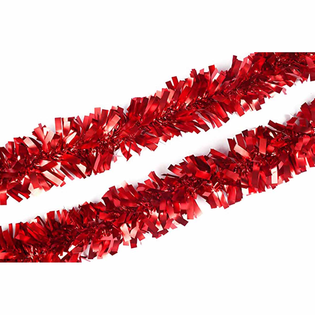 10 Yards Vinyl Twist Tinsel Garland,2.5 Inch - Red