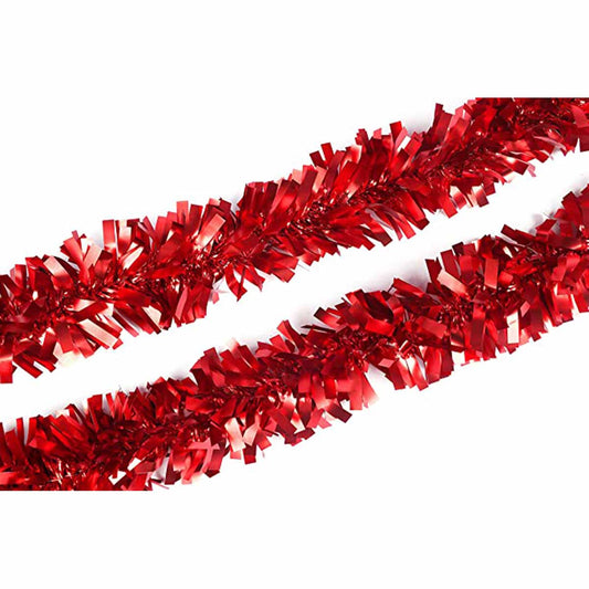 10 Yards Vinyl Twist Tinsel Garland,2.5 Inch - Red