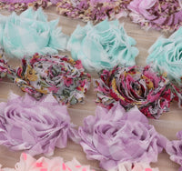 10 Yards Shabby Rose Trim 2.5" Floral Print-10 Colors