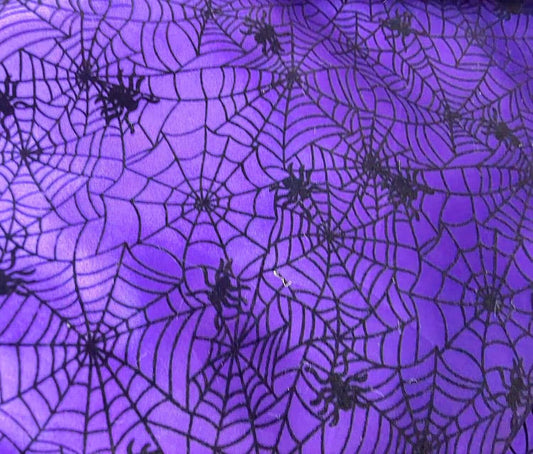 Spider Satin Fabric Halloween -Purple