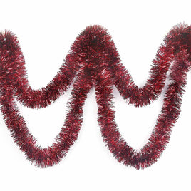 10 Yards (30 Feet) Thick Foil Christmas Tinsel  Garland,3" - Burgundy