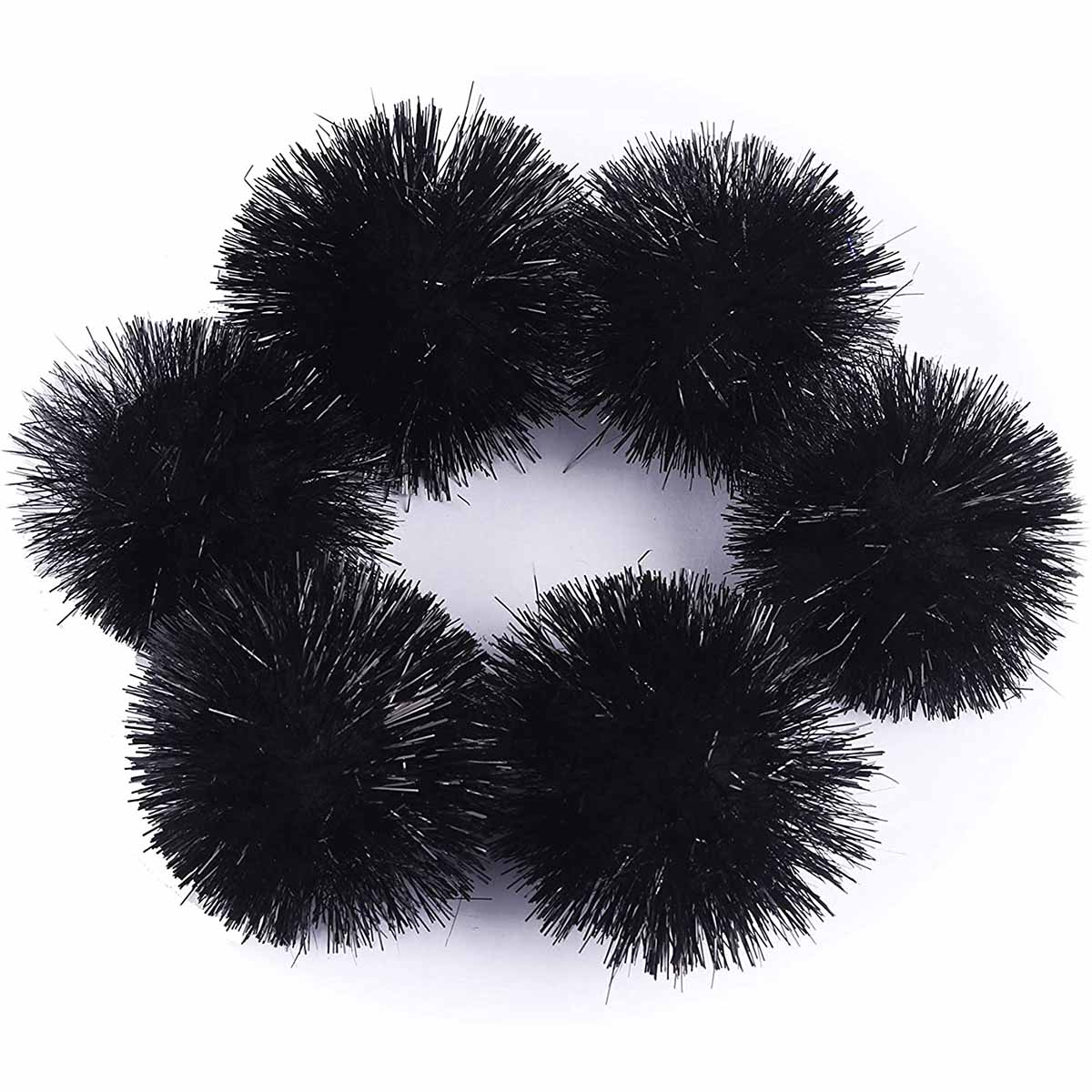 30 Glitter Tinsel Pom Poms（Inner Pom: 1.5" )- U Pick
