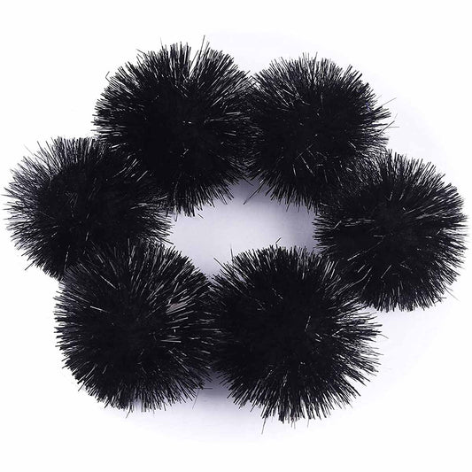 30pcs Glitter Tinsel Pom Balls 1.5" - Black