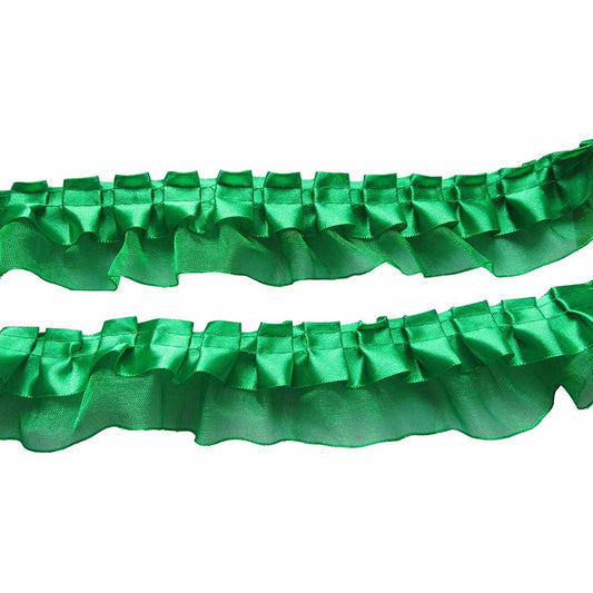 12y Satin Organza Lace Trim 1.5" - Emerald Green