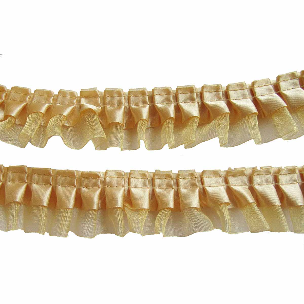 12y Satin Organza Lace Trim 1.5" - Tan