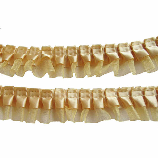 12y Satin Organza Lace Trim 1.5" - Tan