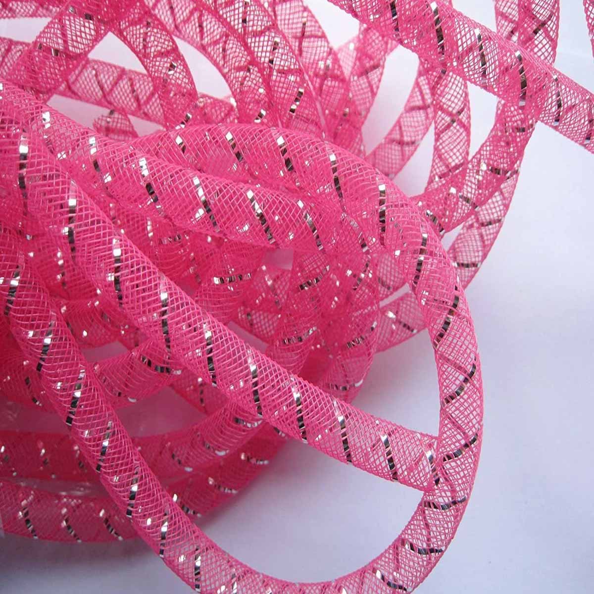 25 Yards Xmas Mesh Tube for Craft Deco 8mm 3/8-Inch