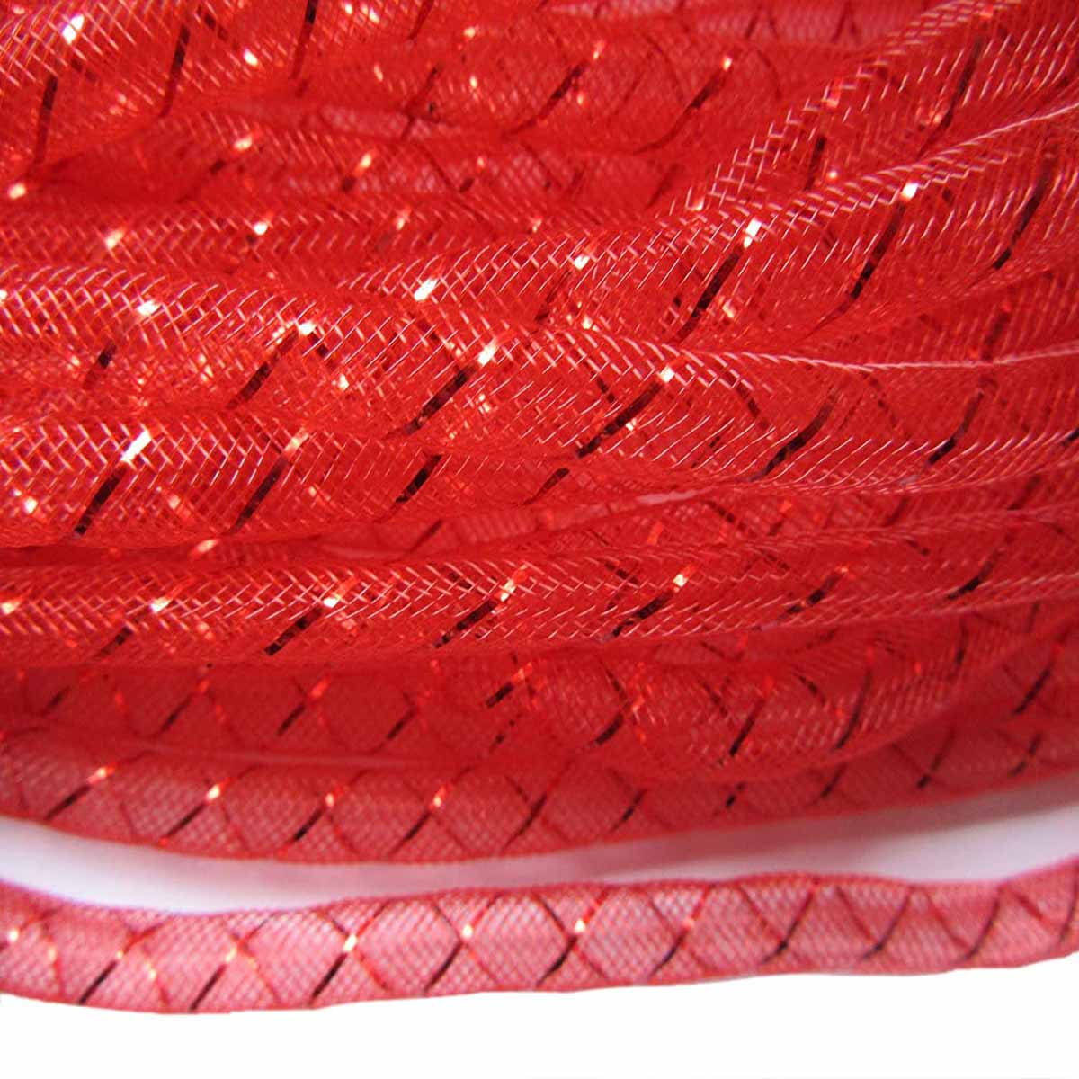 25 Yards Xmas Mesh Tube for Craft Deco 8mm 3/8-Inch