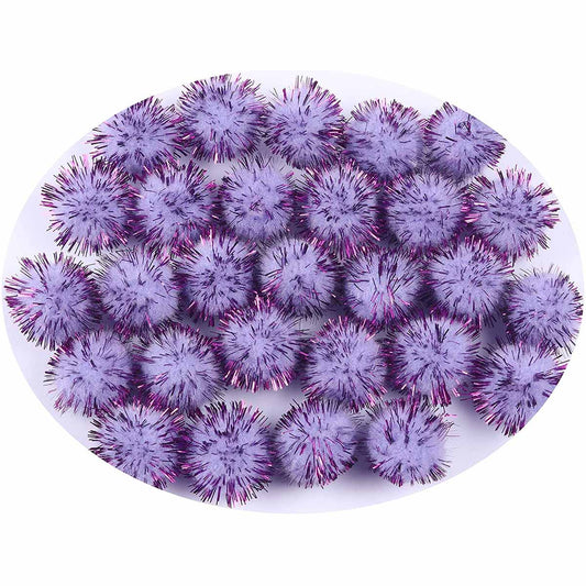 200pcs Glitter Tinsel Pom Balls 20mm-U PICK - Lavender