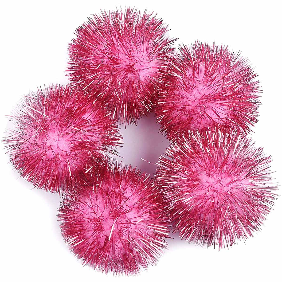 30 Glitter Tinsel Pom Poms（Inner Pom: 1.5" )- U Pick