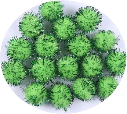 100pcs Glitter Tinsel Pom Balls 1" (25mm) - U Pick