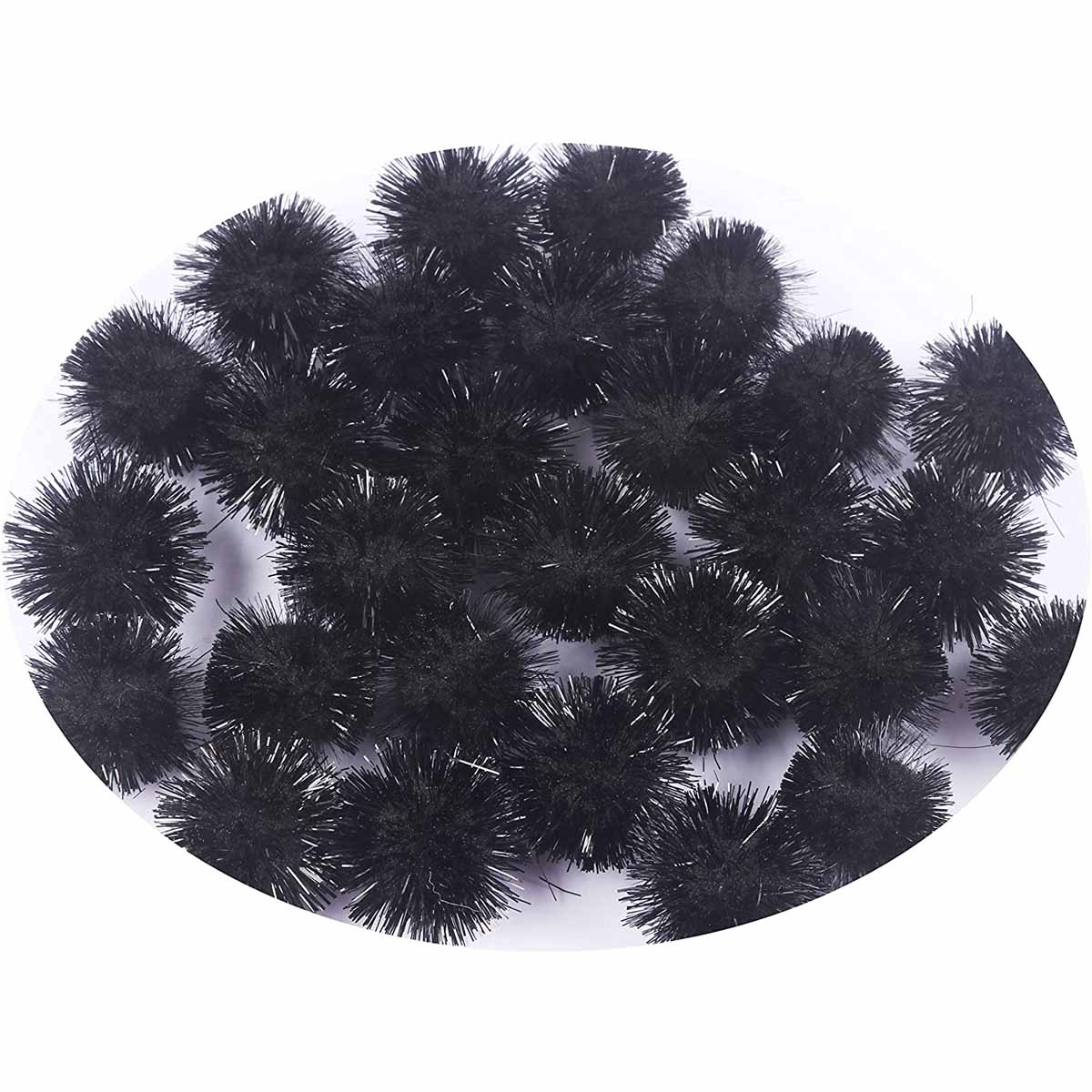 200pcs Glitter Tinsel Pom Balls 20mm-U PICK - Black