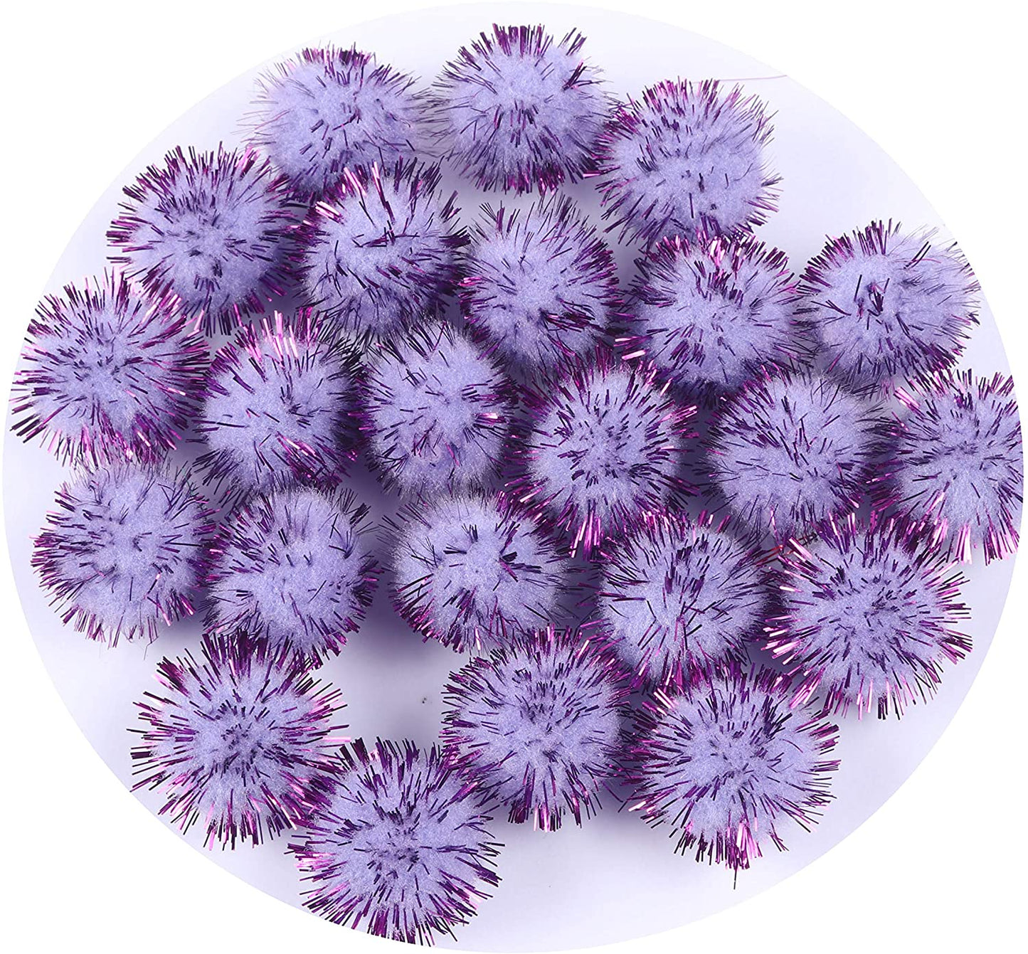 100pcs Glitter Tinsel Pom Balls 1" (25mm) - U Pick