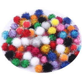 200pcs Glitter Tinsel Pom Balls 20mm-Mix