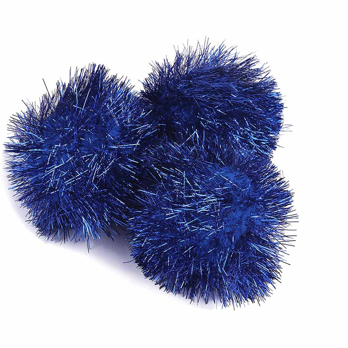 15pcs Glitter Tinsel Pom Balls 2 Inch - Royal