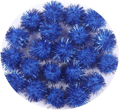 100pcs Glitter Tinsel Pom Balls 1" (25mm) - U Pick