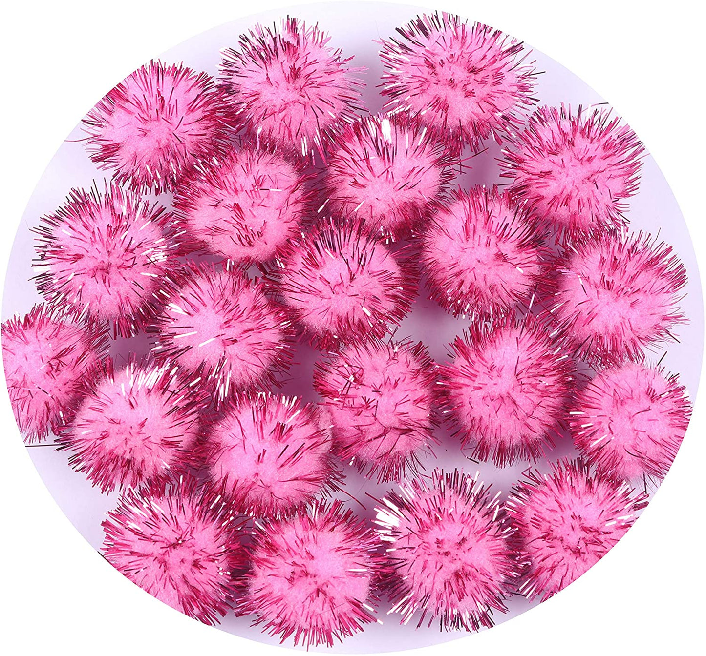 100pcs Glitter Tinsel Pom Balls 1" (25mm) - U Pick